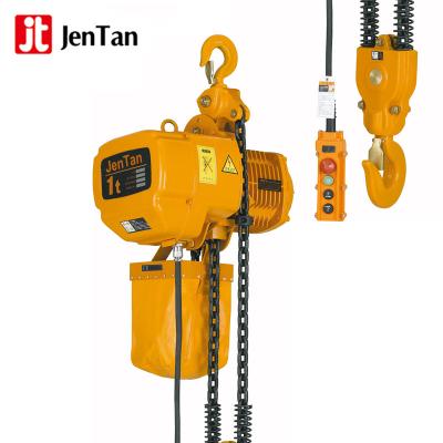 China JenTan 1T Lifting Goods Electric Chain Hoist With Motor Trolley for sale