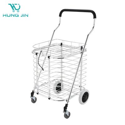 China 2022 Hot Selling Folding Metal Cart Multifunctional Grocery Foldable Shopping Cart. Foldable Mini Supermarket Cart For Daily Use for sale