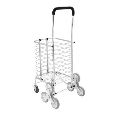 China Black Eco-Friendly Folding Trolley Supermarket 6 Wheel Shopping Trolley Grocery Trolley Trolley For The Elderly for sale