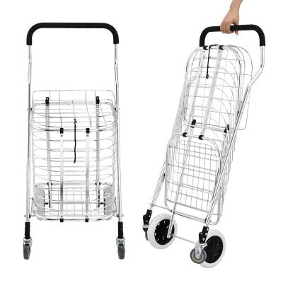 China Guangzhou Collapsible Luggage Shopping Cart Supermarket Trolley Car Zhejiang Yiwu Heavy Aluminum Handcart for sale