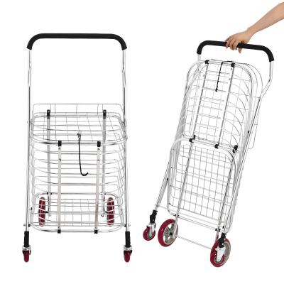 China Aluminum Alloy Folding Shopping Cart, Dual Function Portable Trolley Trolley, Foldable Supermarket Shopping Cart for sale