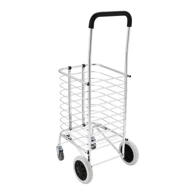 China Grocery Laundry Shopping Basket Trolley Folding Utility Trolley with 4 Wheels for sale