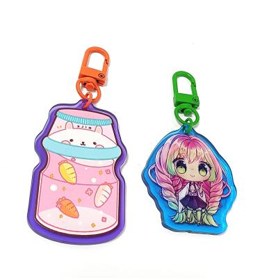 China Custom Promotion Gift Anime Picture Printed Colorful Acrylic Key Chain Charm For Backpack Ornament for sale