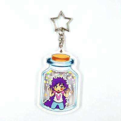 China Hot Selling Custom Anime Shaker Acrylic Multiple Glitter Cartoon Moving Charms Keychains Gift for sale