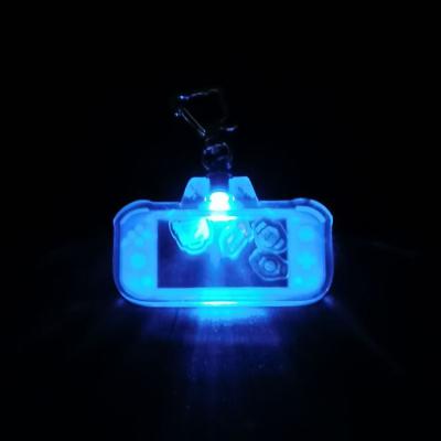 China Promotion Gift Factory Custom Anime Printed LED Flashing Light Up Acrylic Flip Charms Key Chain for sale