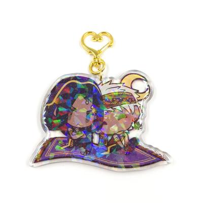 China Wholesale Custom Shape Anime Promotion Gift Holographic Key Chain Size Holographic Charms Printing Anime Acrylic Key Chain for sale