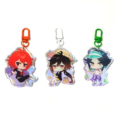 China Promotion Gift Factory Shape Anime Rainbow Hologram Plastic Double Acrylic Charms Key Chains With Epoxy for sale