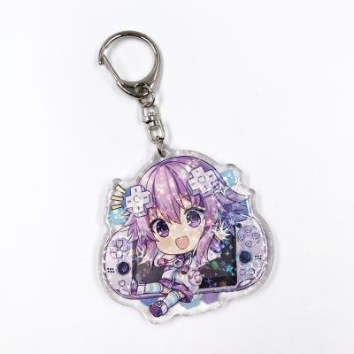 China Custom Anime Acrylic Plastic Charm Printing Star Hologram Acrylic Charm Key Chain With Glitter Epoxy for sale