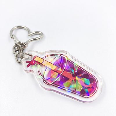 China Custom Acrylic Broken Glass Plastic Anime Hologram Gift Advertising Cracked Key Chain Charm for sale