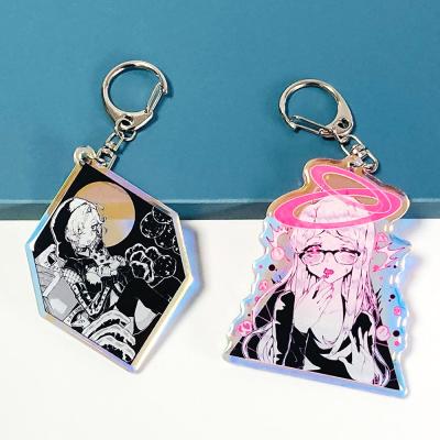 China Promotion Gift Custom Printed Epoxy Anime Key Chain, Rainbows Holographic Acrylic Charm Key Chain for sale