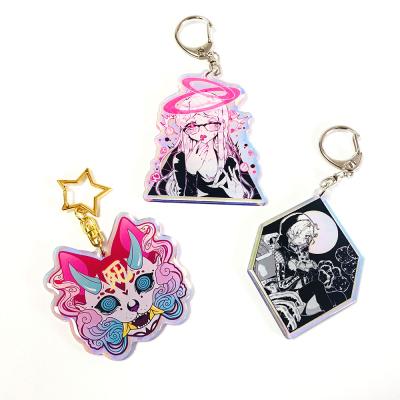 China Promotion Gift Custom Anime Pendant Acrylic Colorful Epoxy Holographic Holographic Charms for sale