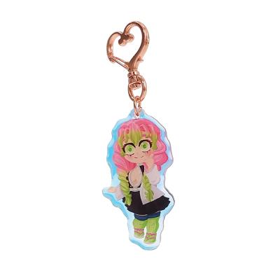 China Custom Shape Glitter Key Chain Iridescent Acrylic Epoxy Charms Gift With Rainbow Hologram for sale