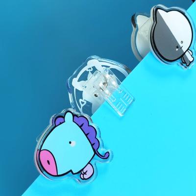 China Custom Gift Factory Student Acrylic Clamp Stationery Clipboard Office Clip Anime Cartoon Paperclip for sale