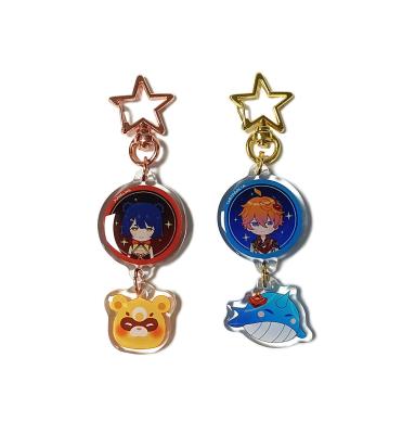 China Promotion Gift Custom Linked Print Cartoon Acrylic Key Chain Epoxy Acrylic Charms for sale