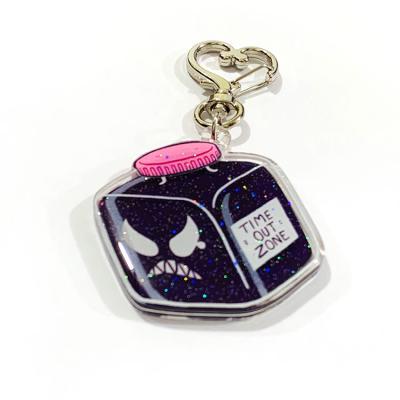 China Promotion Gift Customized Glitter Epoxy Acrylic Charm Key Chain With 3D Foreground Print for sale