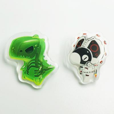 China Factory Custom Non-Clear Glitter Epoxy Resin Cute Anime Printing Acrylic Brooches Pins Badge for sale