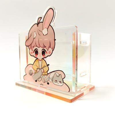 China Custom Clear Acrylic Pen Stand Factory Anime Cartoon Combination Pen Holder Standee for sale