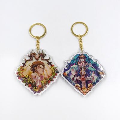 China Custom Gift Anime Design No Double Side Epoxy Printed Foreground 3D Acrylic Charm Key Chain for sale