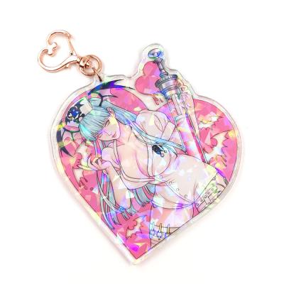 China Promotion Gift Print Key Chain Custom Acrylic Broken Glass Holo Sparkle Glitter Cracked Key Chain Charms for sale