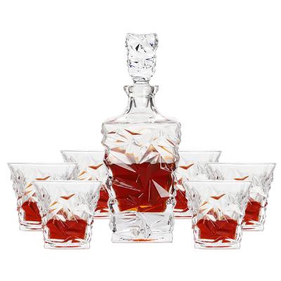 China Wholesale Elegant Whiskey Bottle Glass Whiskey Decanter With Folder Luxury Cocktail Glass Gift Set for sale