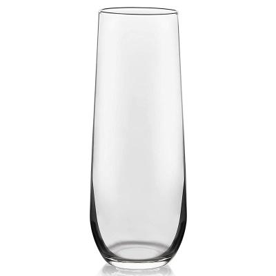 China Personality 9 oz Clear Champagne Toasting Glasses Stemless Champagne Flutes for sale