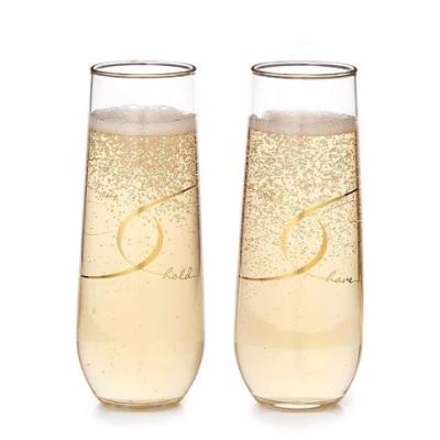 China Food Grade And Flutes Stemless Champagne Glass 270ml Eco - Friendly Crystal Champagne Glass for sale