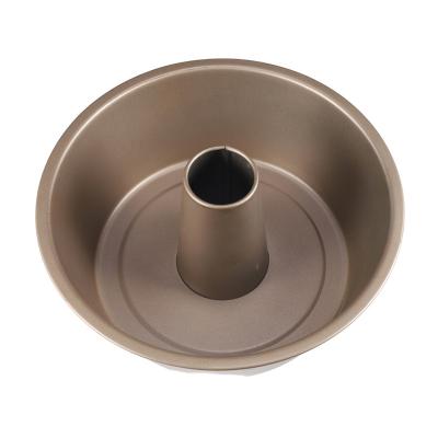 China Bakeware Tray Cake Bund Pan Sustainable Professional Round General Mold Coating Gold Nonstick Carbon Steel Mold for sale