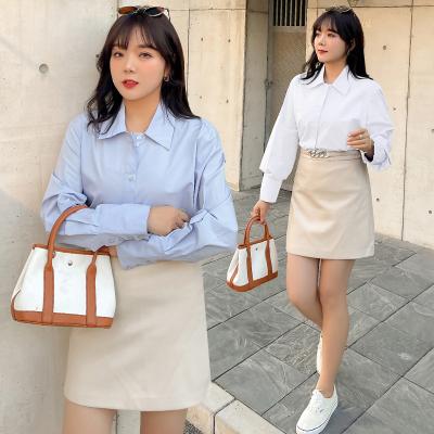 China QUICK DRY Madame Cotton Oversize Plus Size Women Blouses Office Tops Long Sleeve Spring Fashion Shirts for sale