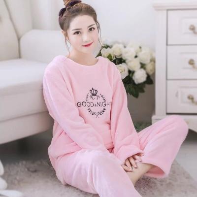 China Autumn Winter Warm Flannel Women's Breathable Pajamas Sets Coral Velvet Long Sleeve Thick Sleepwear Thin Flannel Pajamas Set Cartoon for sale