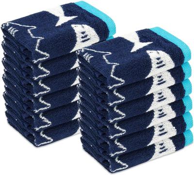 China 12 Viable Baby Washcloths, Cotton, 12 X12 Inch, Navy & White Baby Face Towels for sale