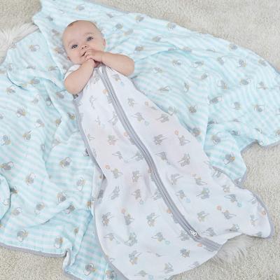 China Customized Breathable Infant Baby Muslin Cotton Sleeping Bag Summer Baby Zipper Up Sleep Bag for sale