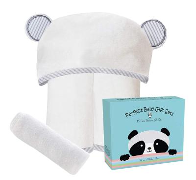 China Premium Sustainable Ultra Soft Bamboo Hooded Baby Towel And Washcloth Sets With Unique Design for sale