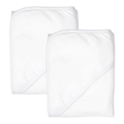 China 2-Pack 100% Cotton Sustainable Baby Towels, Bright White, One Size Hooded for sale