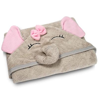 China Elephant Pattern 100% Organic Antimicrobial Bamboo Soft Baby Hooded Bath Towels for sale