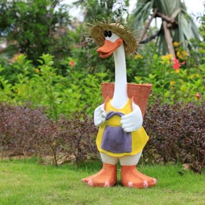 China China Factory Price Fiberglass Cartoon Duck Statue For Garden Decoration Lovely for sale