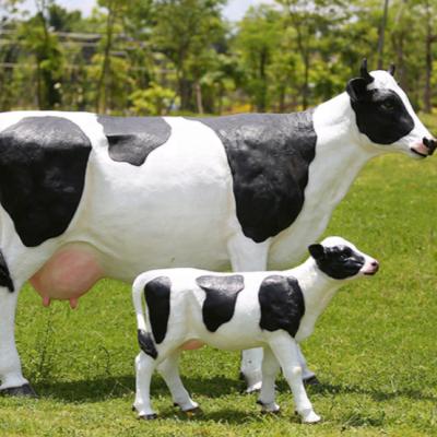 China China Handmade Artificial Life Size Fiberglass Resin Big Open Cow Statue Sculpture For Park Decoration for sale