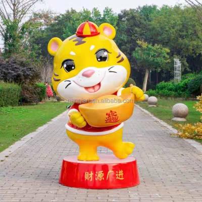 China China Garden Decoration Anime Statue Life Size Fiberglass Tiger Sculpture for sale