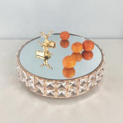 China European Wedding Decoration Tray High Quality Round Metal Mirror Storage Tray for sale