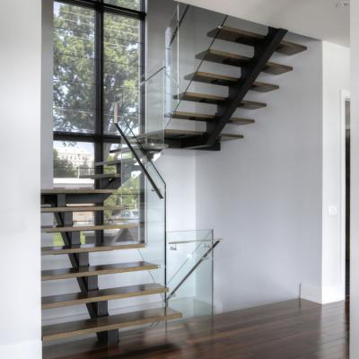 China Home Indoor Timber Steel House Staircase With Stainless Handrail 1118 for sale