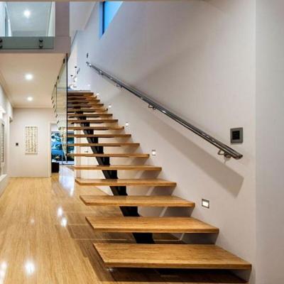 China Modern Steel-Wood Straight Stair Price and Stair Customization for sale