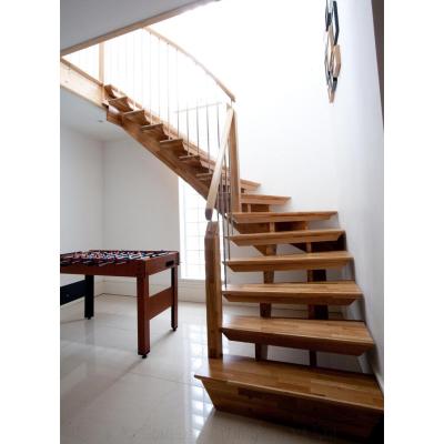 China Hot Selling Modern L Shaped Solid Wood Oak Staircase for sale