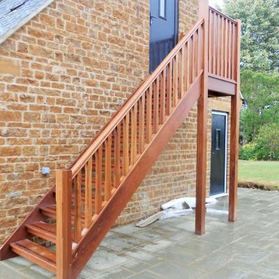 China Villa Oak Outdoor Staircase Double Stringer Beech Staircase 164 for sale