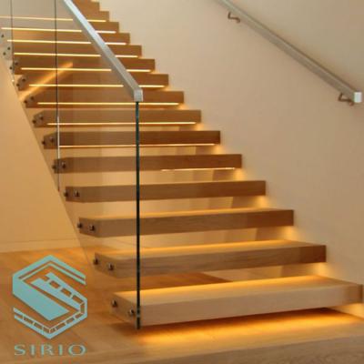 China Newly Modern Timber Modern House Step Floating Staircase Design for sale