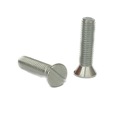 China JSCREW M6X26 Flat Flat Head Screw, Slot Drive, White Finishing for sale