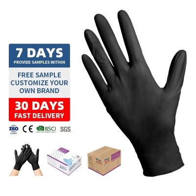 China Hot-selling Household Powder Free Industrial Gardening Disposable Black Nitrile Powder Free Medical Gloves for sale