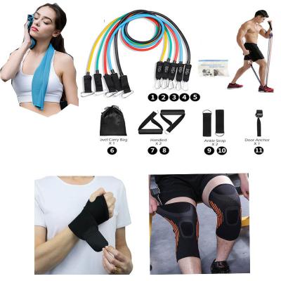 China Stackable Body Buliding Exercise Bands Wrist Support Knee Brace Towel Resistance Bands Cooling Set for sale