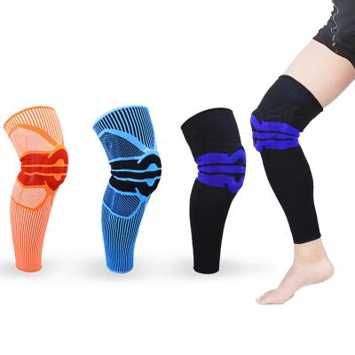 China Silicone Elastic Non-Slip Nylon Elastic Knee Protector Knee Leg Support Brace Long for sale