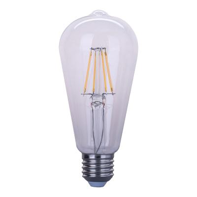 China Warehouse Wholesale Hot Sell Decorative Clear Glass Led Bulb 6W E27 B22 Filament Lamp 110V 220V ST64 6W 600lm Vintage Edison Bulb for sale