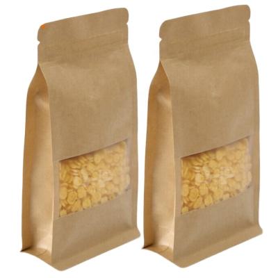 China Disposable Brown Kraft Paper Bag Stand Up Packaging Pouches With High Window Homemade Bag For Food for sale