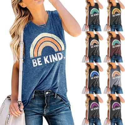 China QUICK DRY best selling new product kind printed stylish crew neck sleeveless T-shirt for women for sale